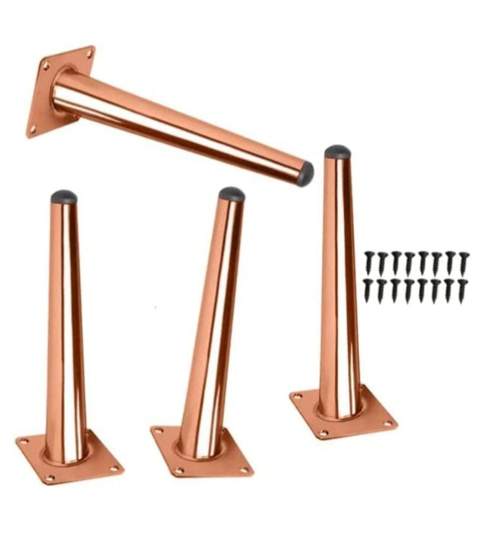 Dami 8-Inch Cone-Shaped Metal Leg Set for Sofas with a Glossy Finish - Includes 4 Pieces - Febonic Living