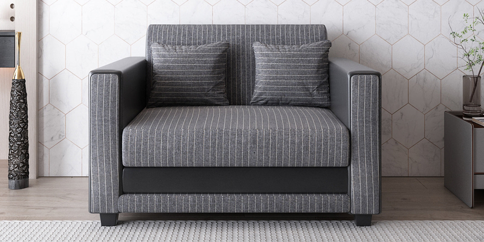 Juno Fabric 2 Seater Sofa In Lama Black Colour - Febonic Living