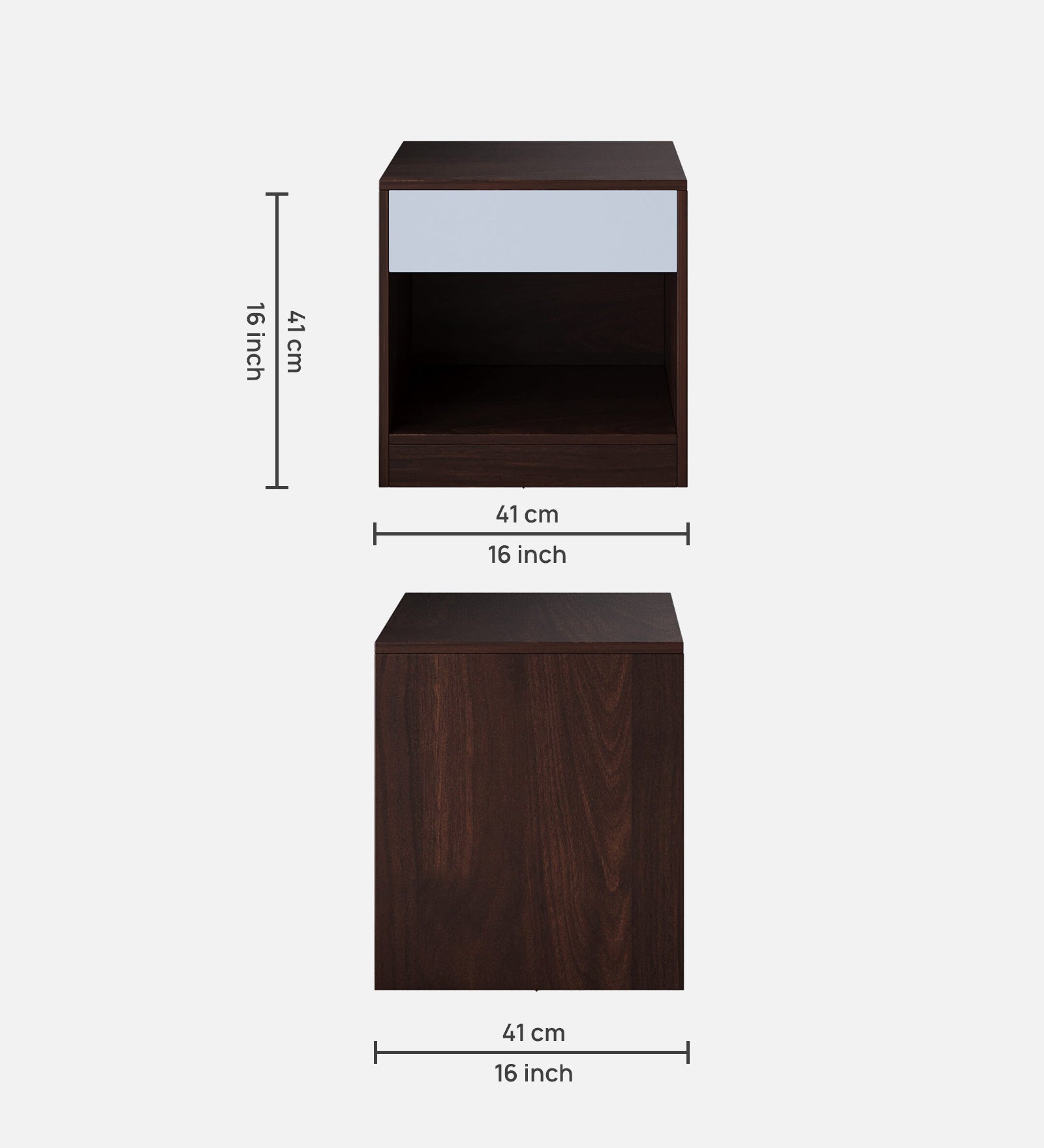 Yosira Bedside Table With Drawer In Dark Walnut Finish - Febonic Living