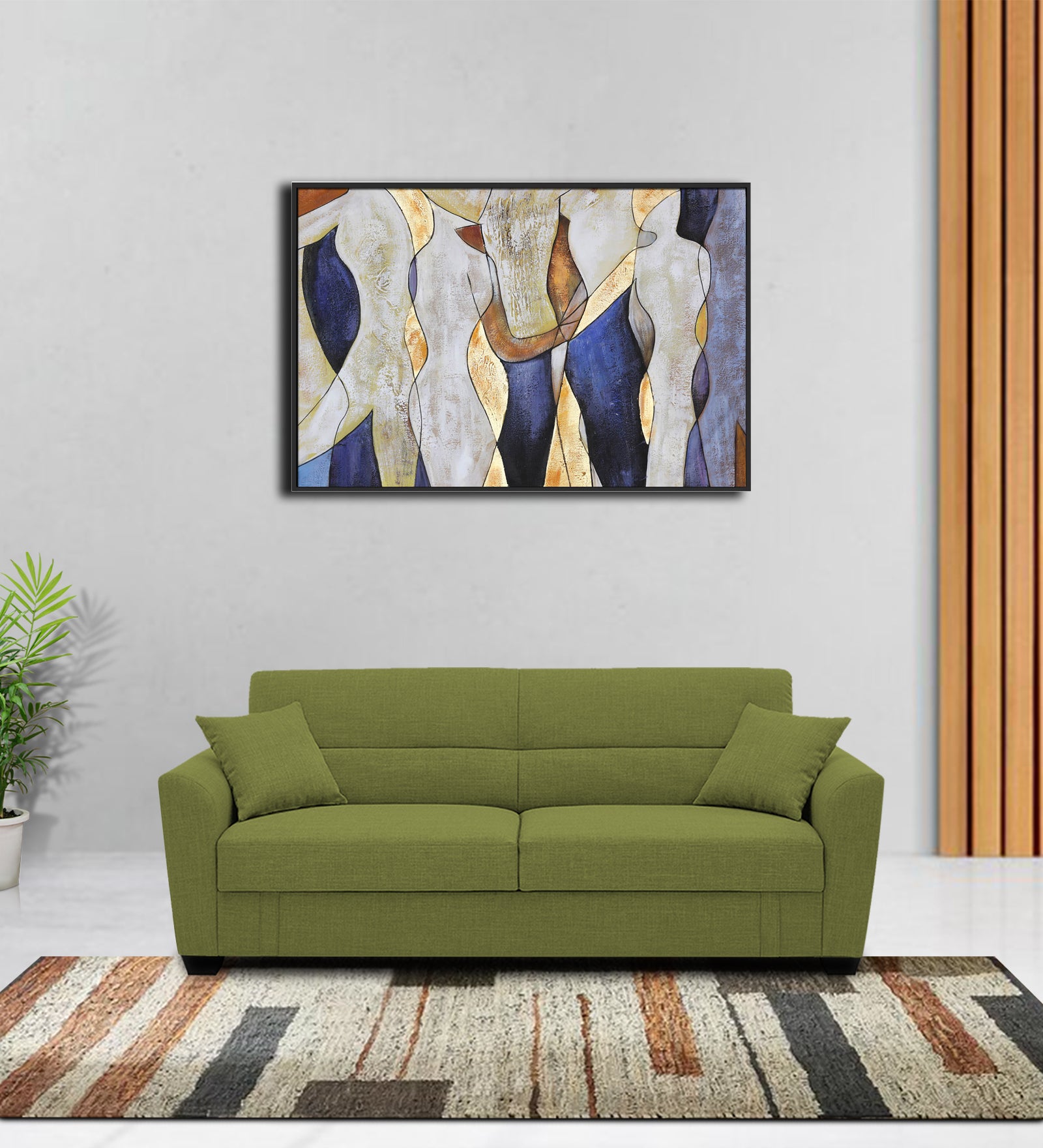 Bony Fabric 3 Seater Convertible Sofa Cum Bed In Lime Green Colour - Febonic Living