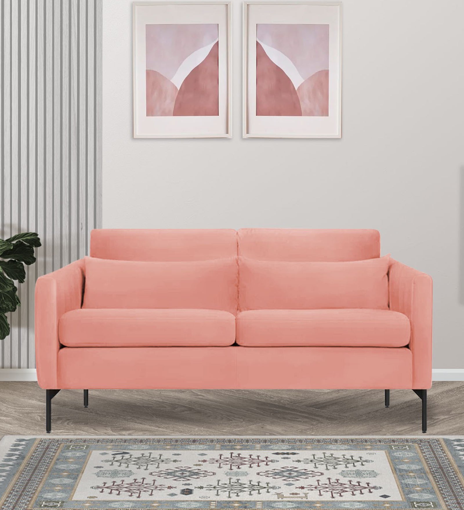 Haru Velvet 2 Seater Sofa In Blush Pink Colour - Febonic Living