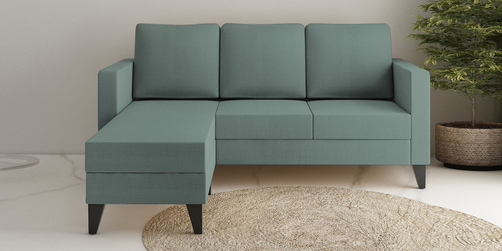 Nori Fabric RHS Sectional Sofa (2+Lounger) In Suka Blue Colour - Febonic Living