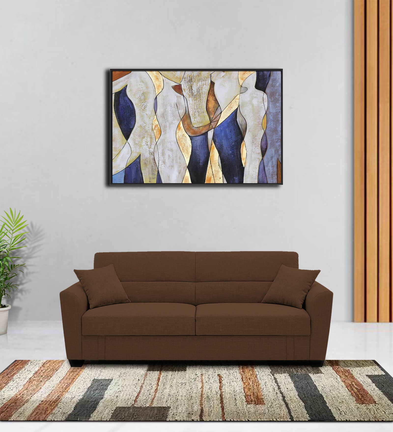 Bony Fabric 3 Seater Convertible Sofa Cum Bed In Chest Nut Brown Colour - Febonic Living