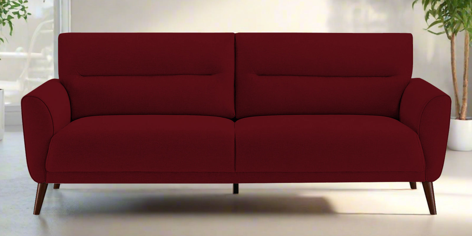 Castro Fabric 3 Seater Sofa In Ruby Red Colour - Febonic Living