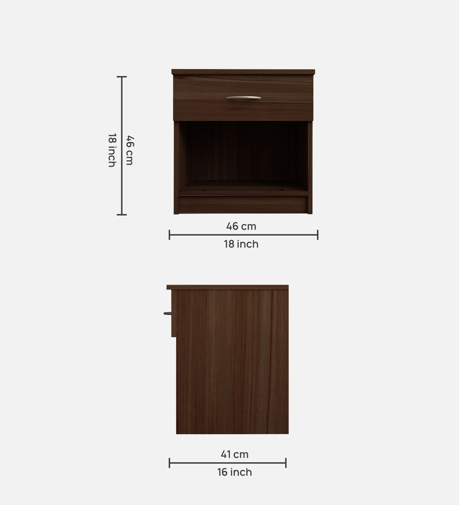 Zeebo Bedside Table With Drawer in Dark Walnut Finish - Febonic Living