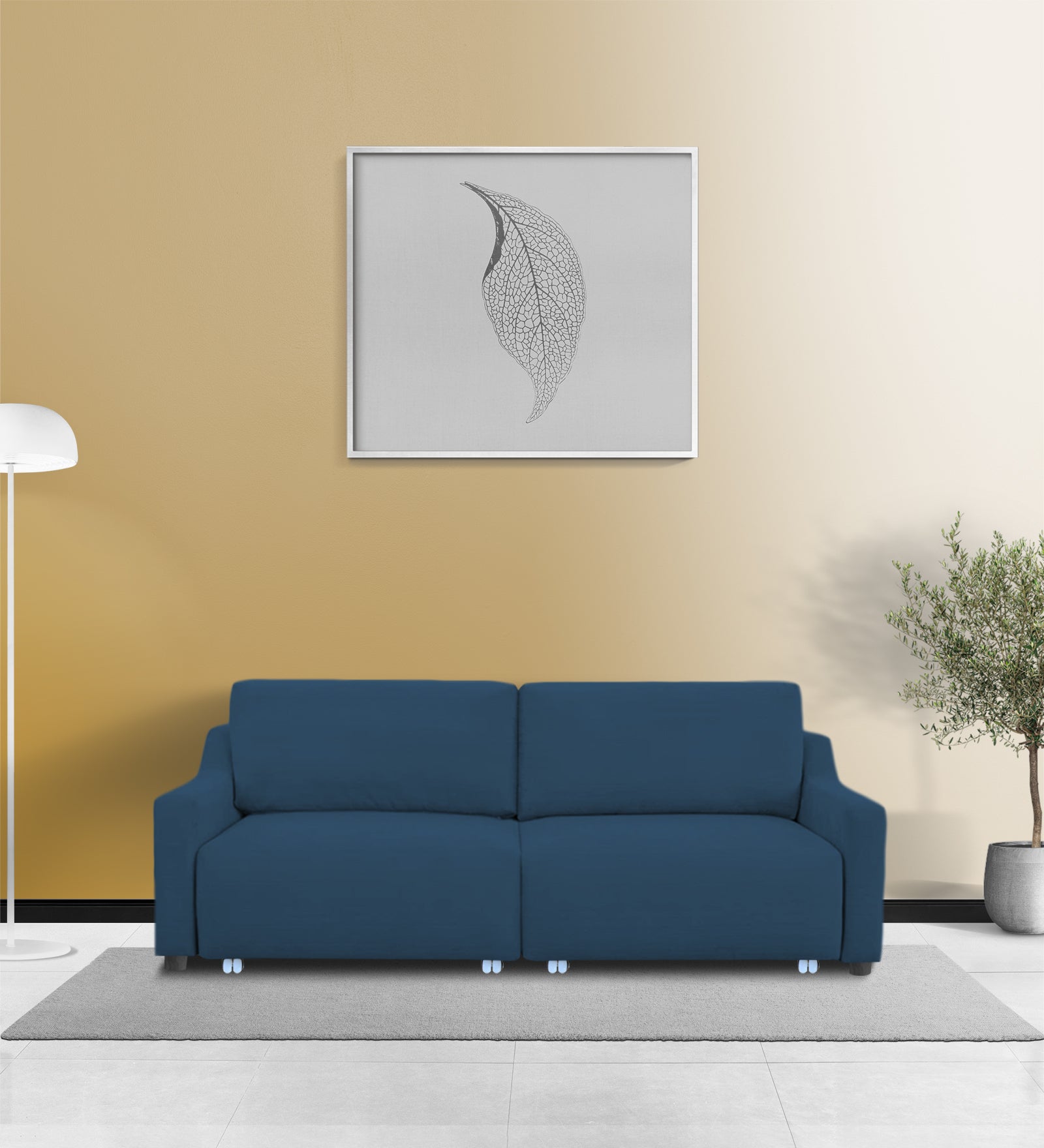 Gabby Fabric 3 Seater Pull Out Sofa Cum Bed In Light Blue Colour - Febonic Living