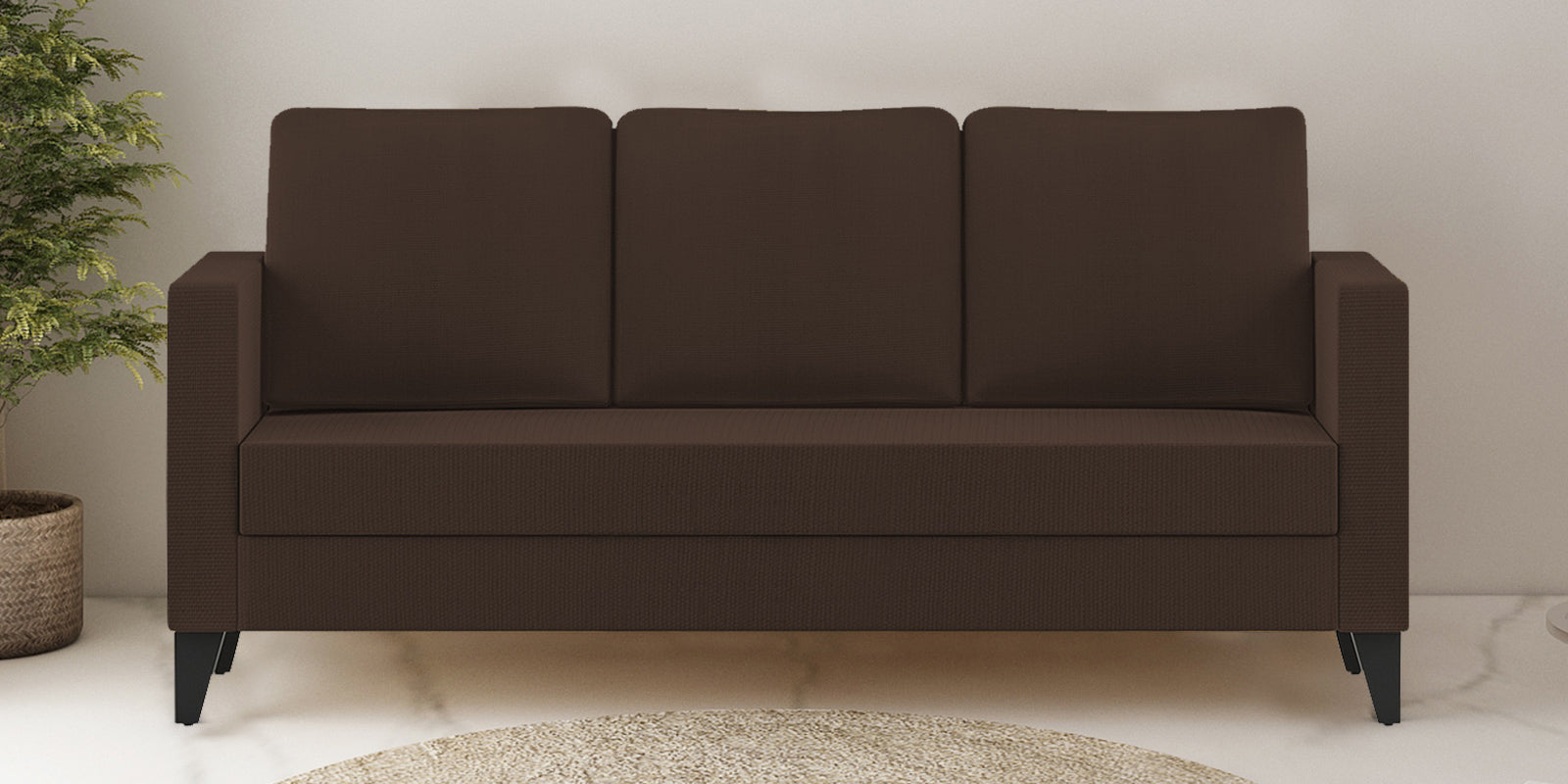 Nori Fabric 3 Seater Sofa In Cidar Brown Colour - Febonic Living