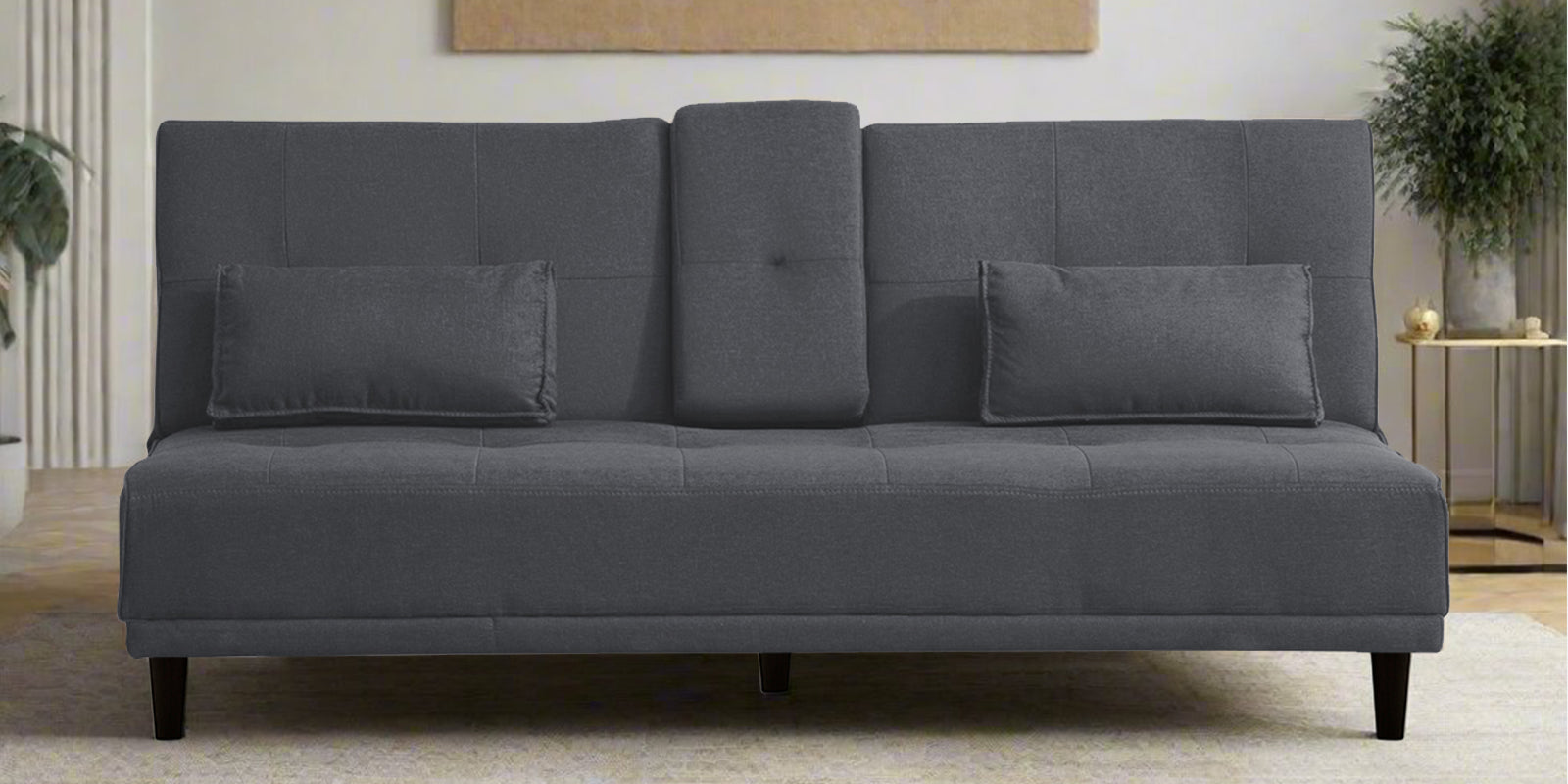 Jerry Fabric 3 Seater Convertible Sofa Cum Bed In Maba Gray Colour - Febonic Living