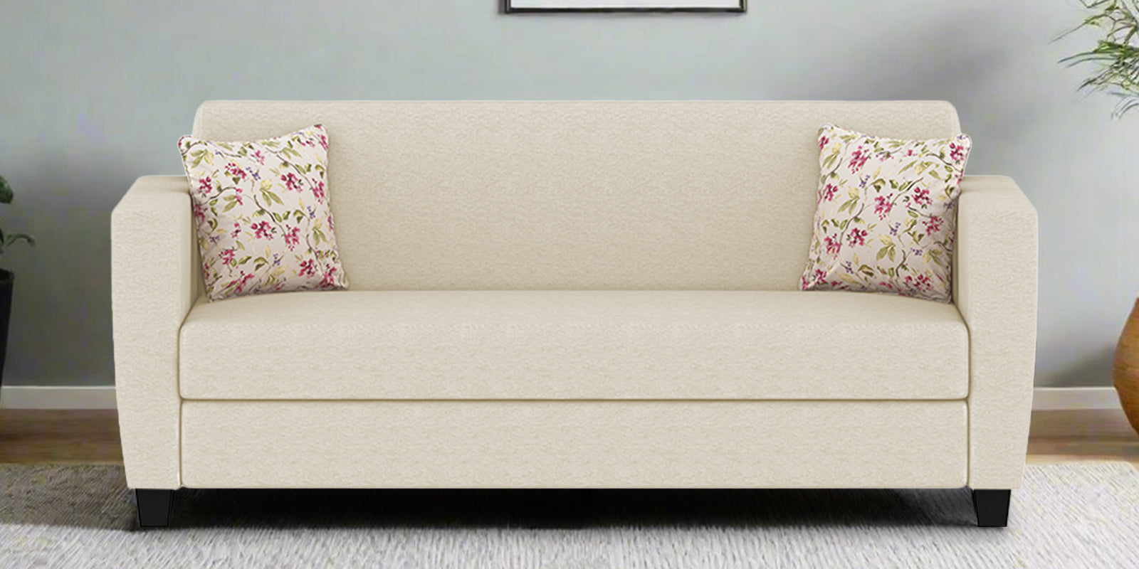 Gozi Fabric 3 Seater Sofa In Ivory Cream Colour - Febonic Living