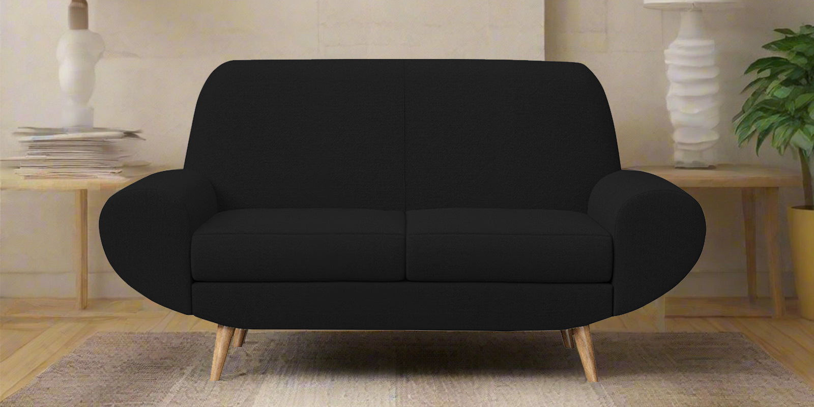 Jessy Fabric 2 Seater Sofa In Zed Black Colour - Febonic Living