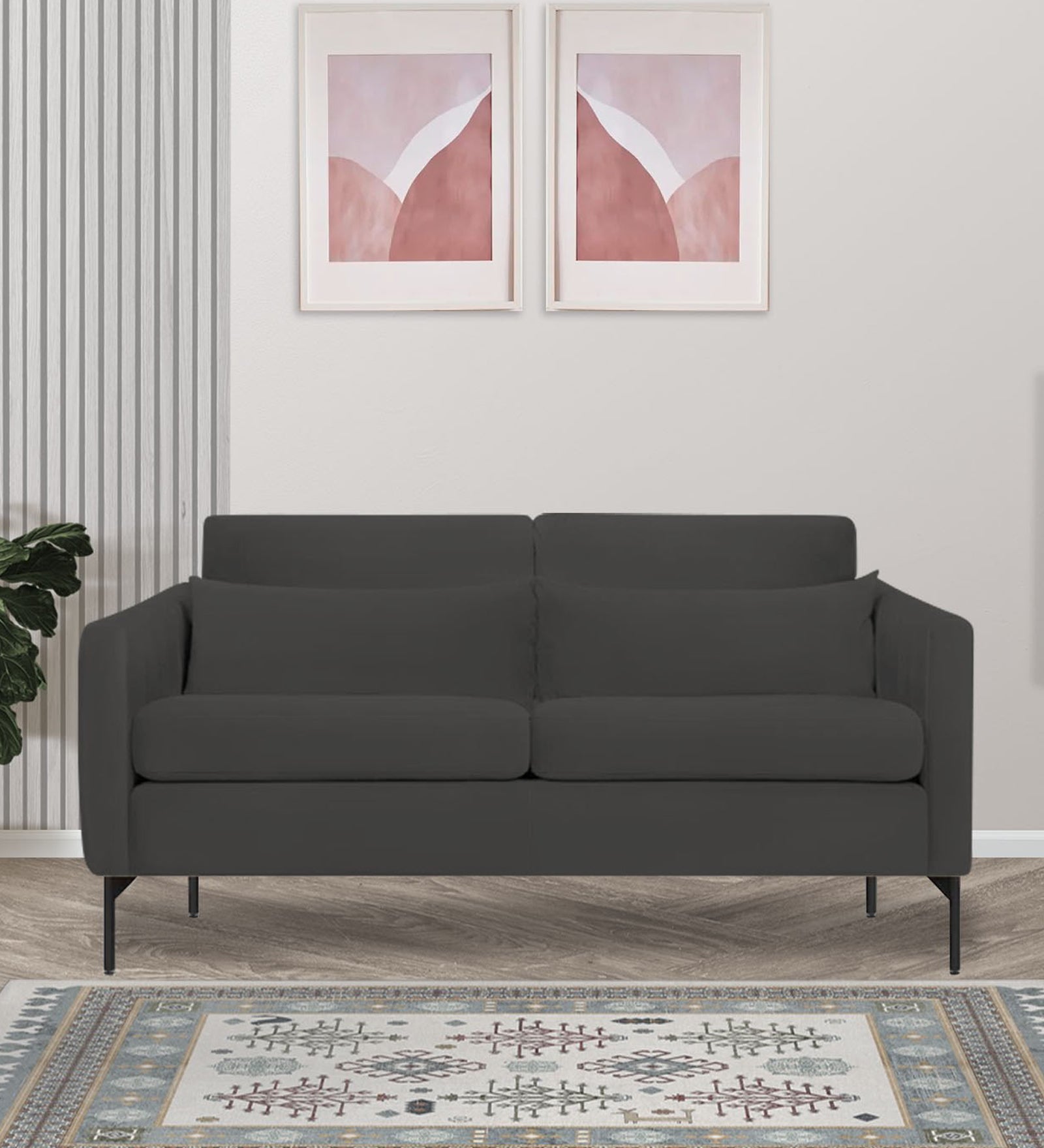 Haru Velvet 2 Seater Sofa In Hory Grey Colour