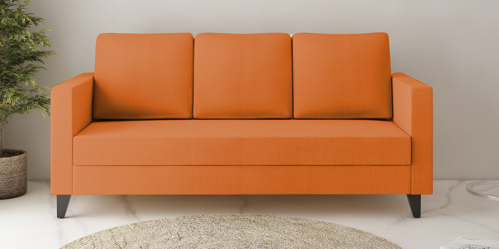 Nori Fabric 3 Seater Sofa In Dark Orange Colour - Febonic Living