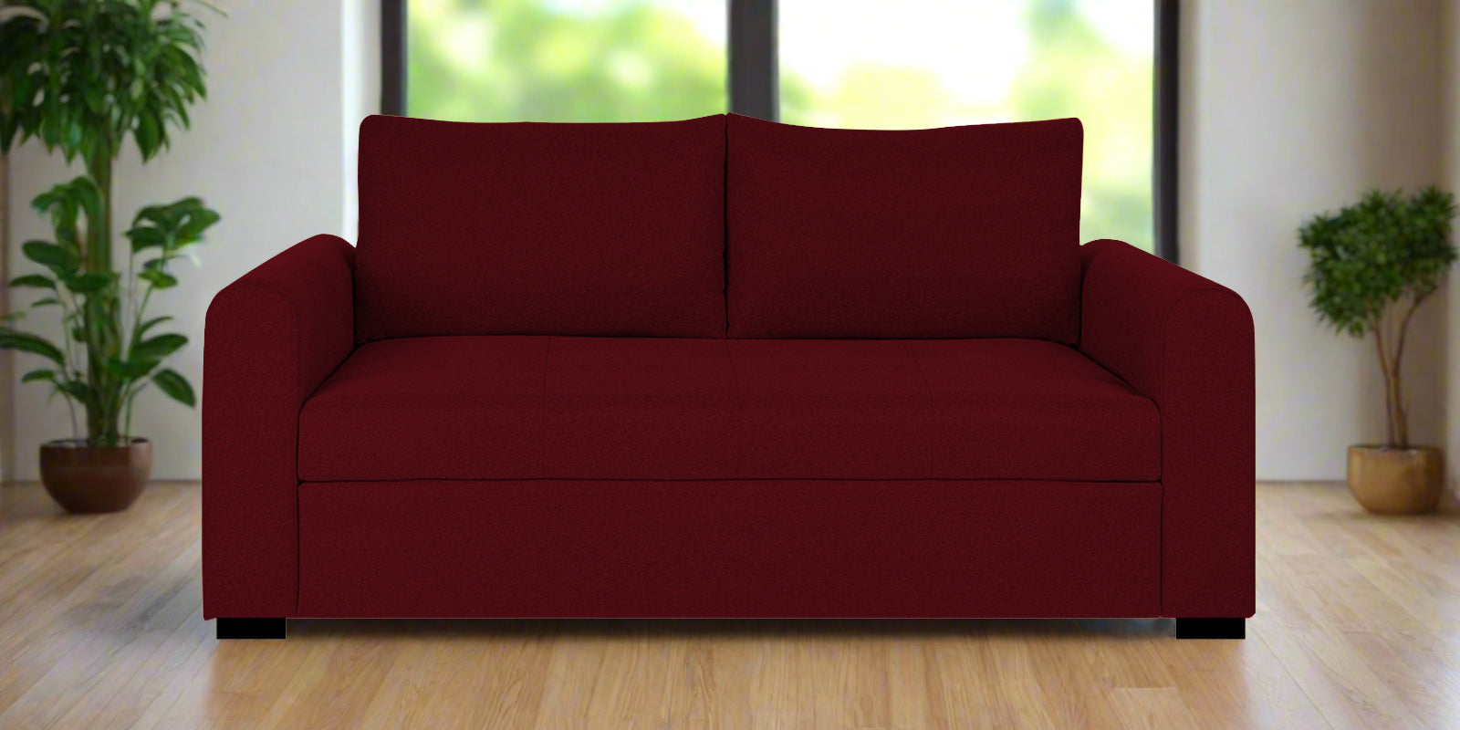 Sigma Fabric 2 Seater Sofa In Ruby Red Colour