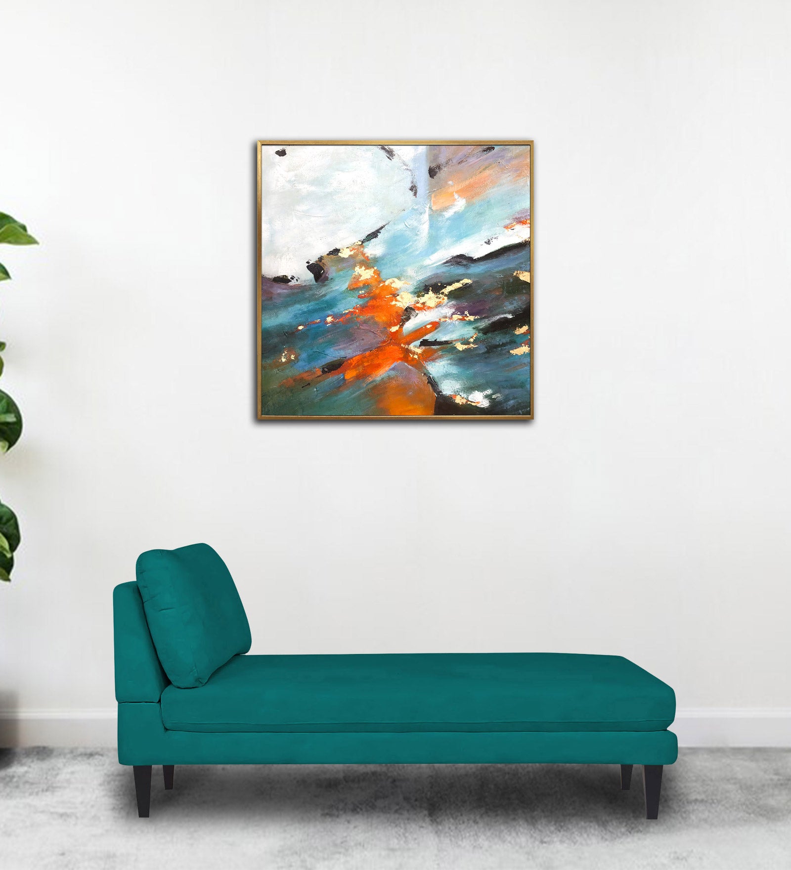 Nadia Fabric Armless Chaise Lounger In Sea Green Colour - Febonic Living