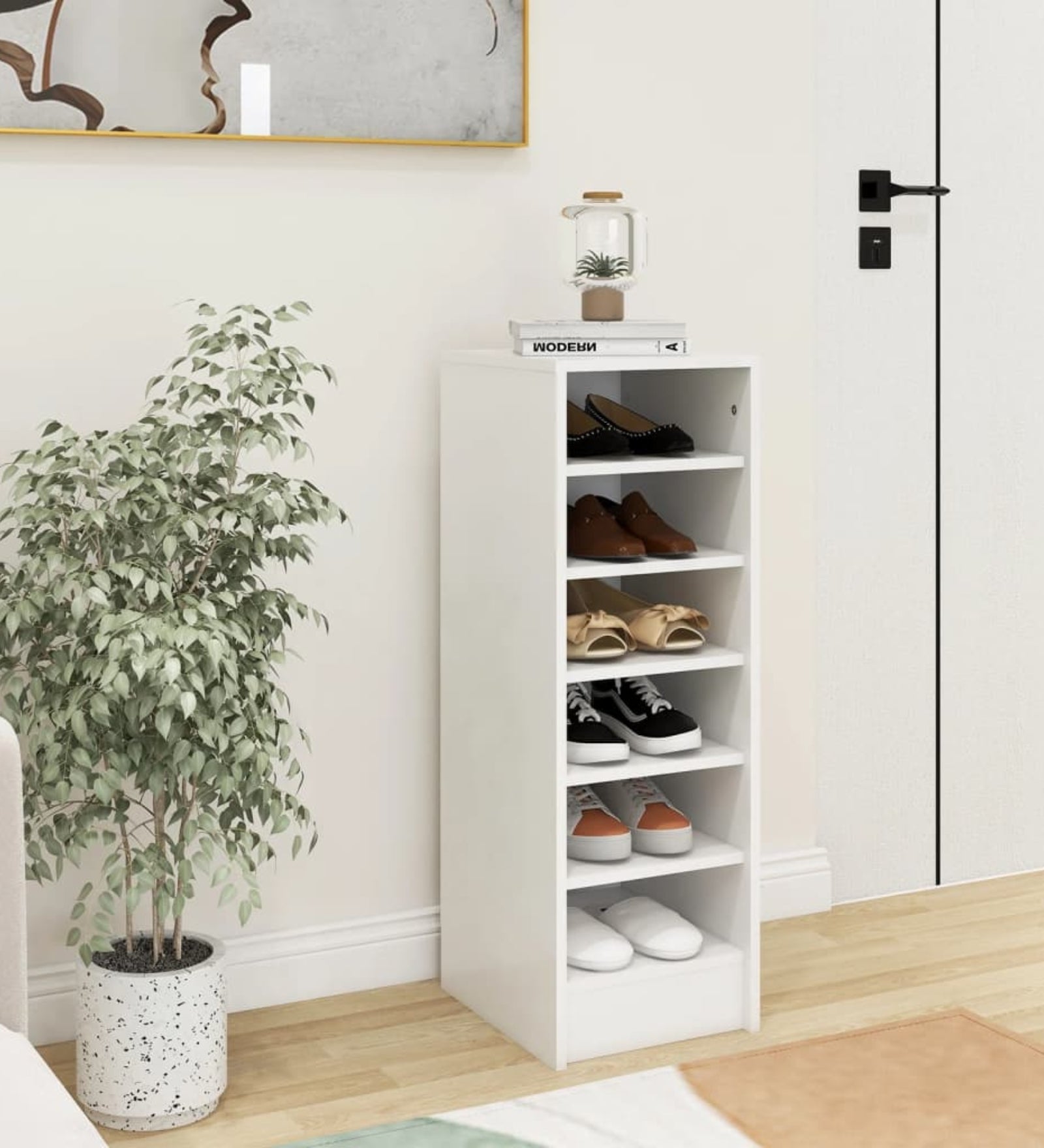 Deavy Shoe Rack In Frosty White Finish - Febonic Living