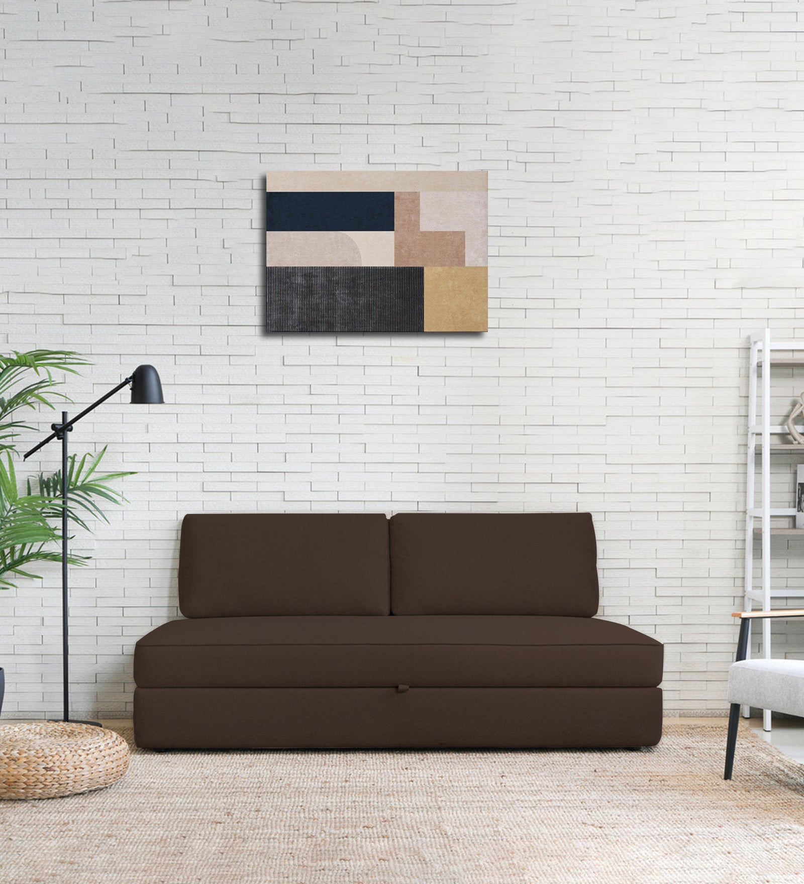 Vito Fabric Day Bed In Cidar Brown Colour With Storage - Febonic Living