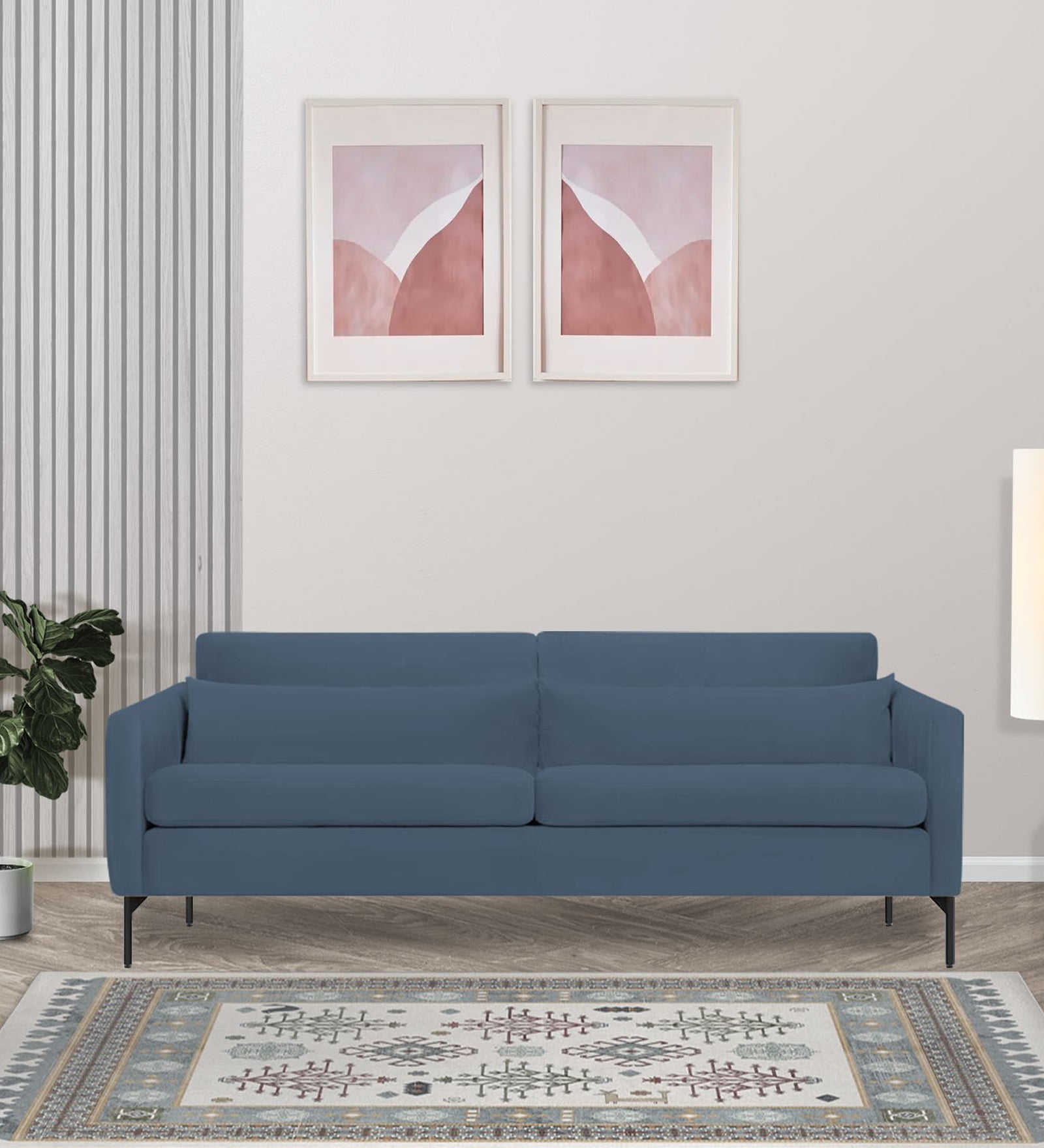 Haru Velvet 3 Seater Sofa in Oxford Blue Colour