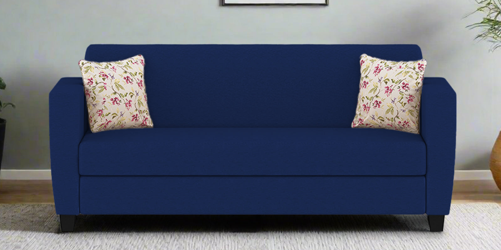 Gozi Fabric 3 Seater Sofa In Royal Blue Colour - Febonic Living