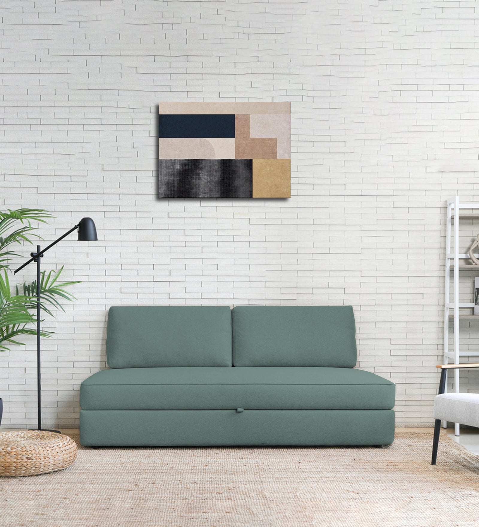 Vito Fabric Day Bed In Suka Blue Colour With Storage - Febonic Living