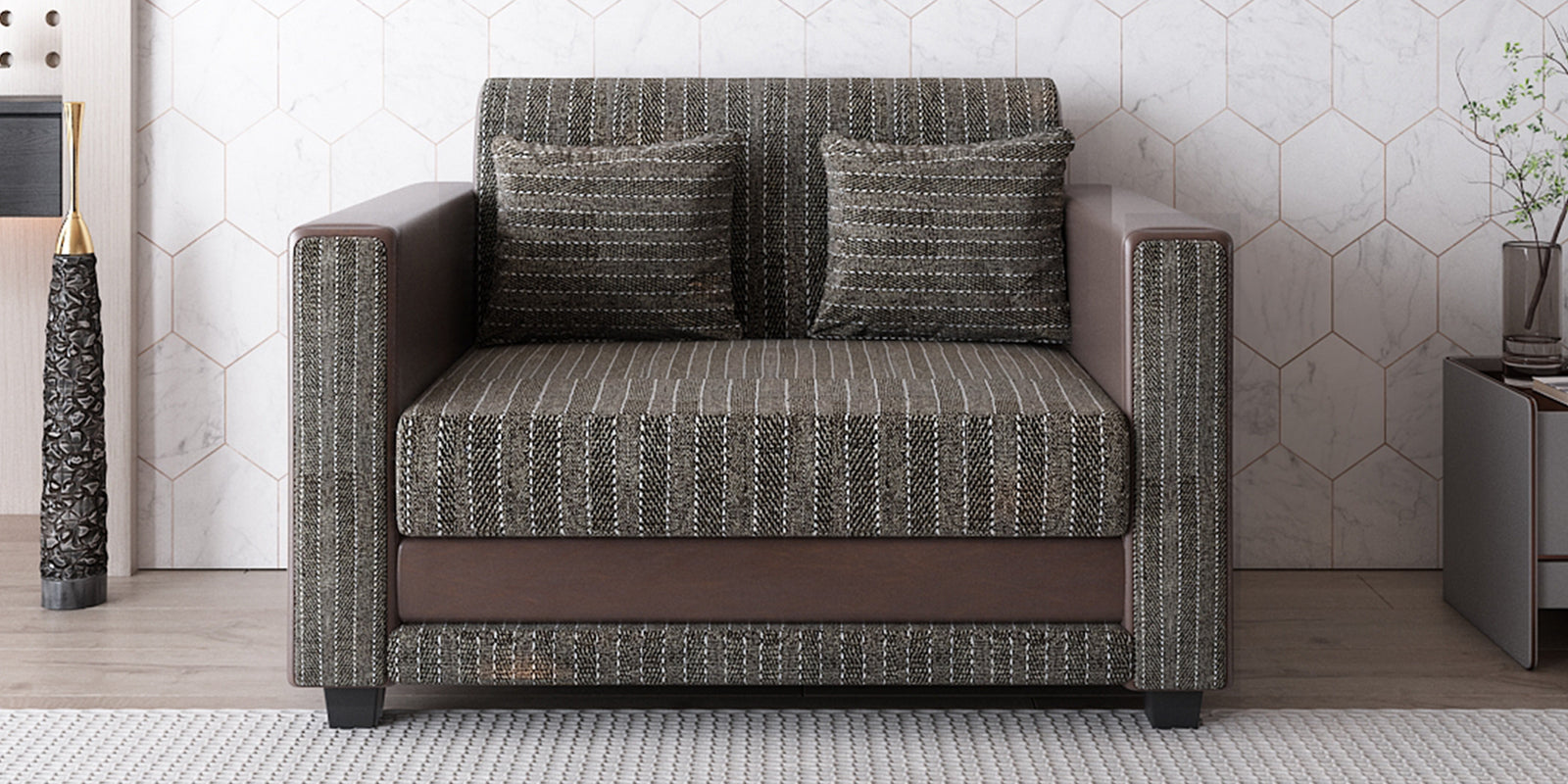 Juno Fabric 2 Seater Sofa In Lama Brown Colour - Febonic Living