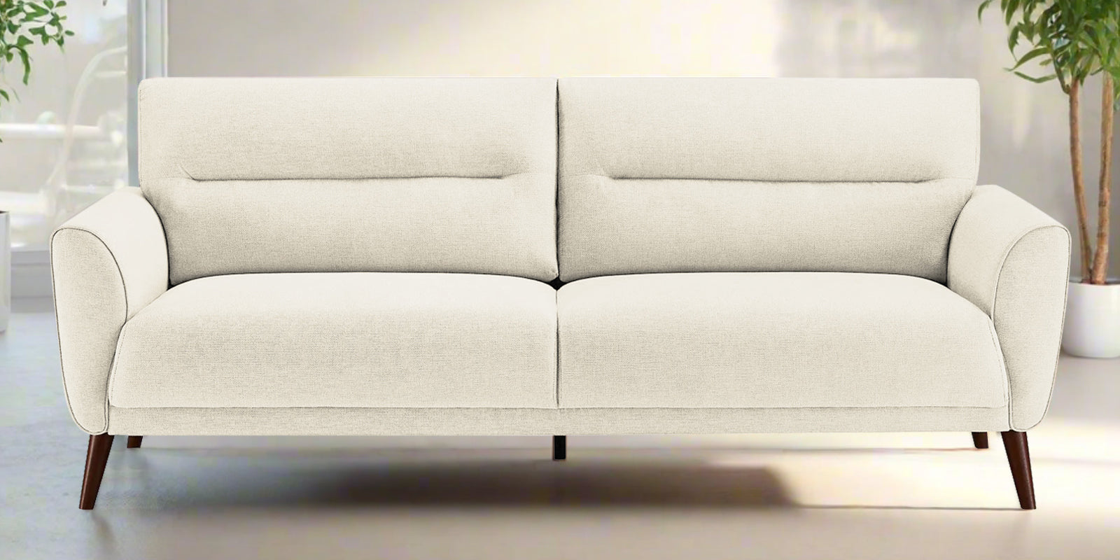 Castro Fabric 3 Seater Sofa In Ivory Cream Colour - Febonic Living