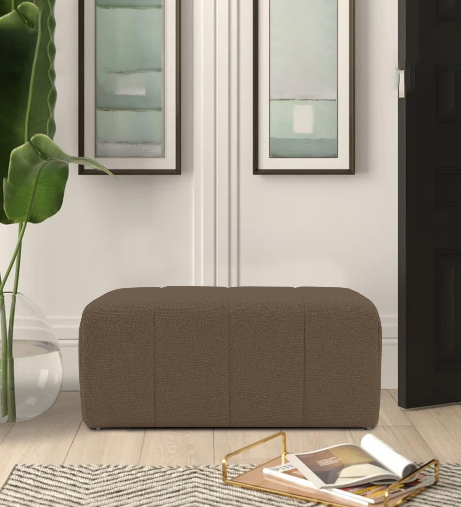 Lark Boucle Bench In Caro Beige Colour - Febonic Living