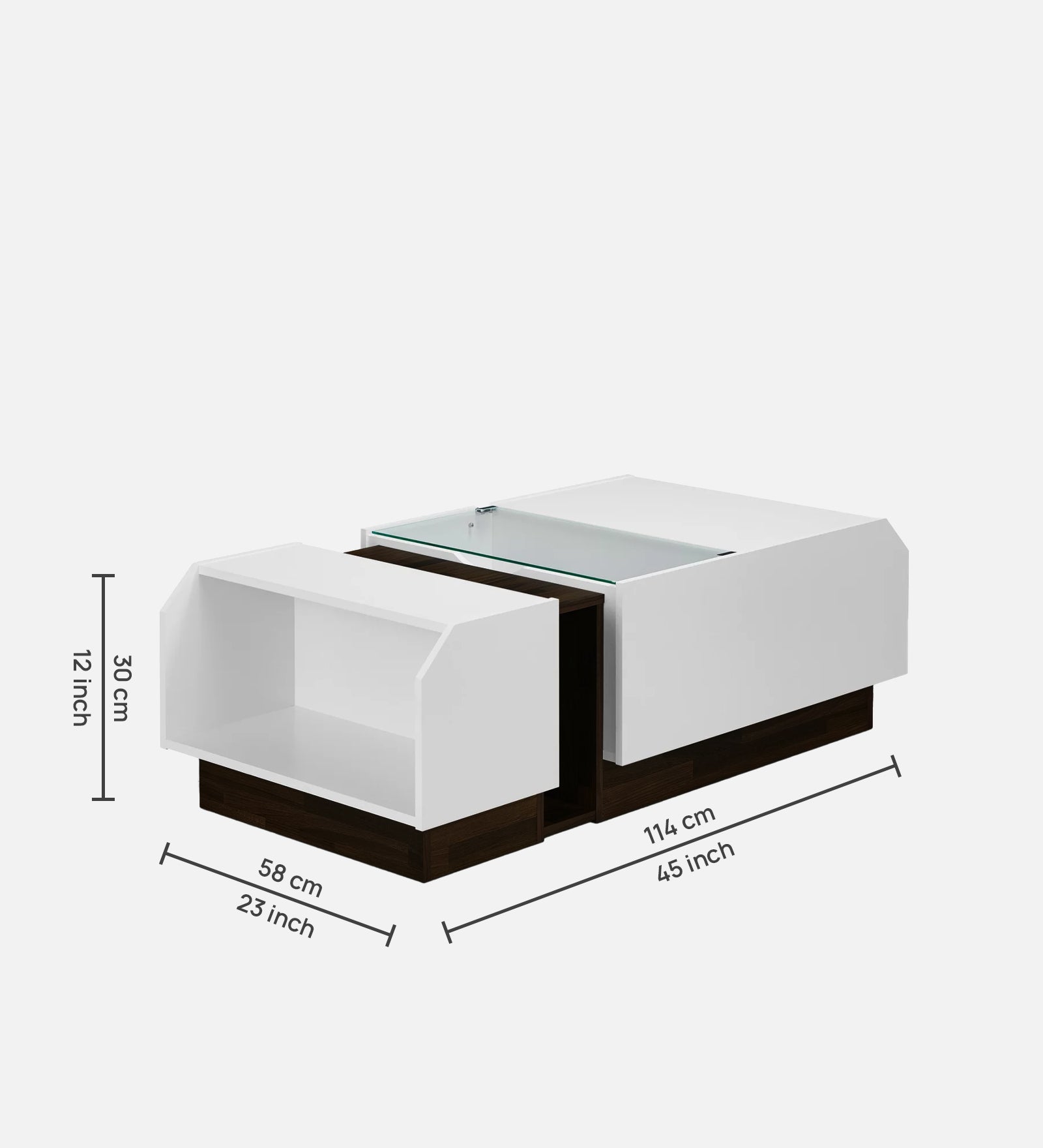 Pengu Coffee Table In Dark Wallnut & Frosty White Finish - Febonic Living