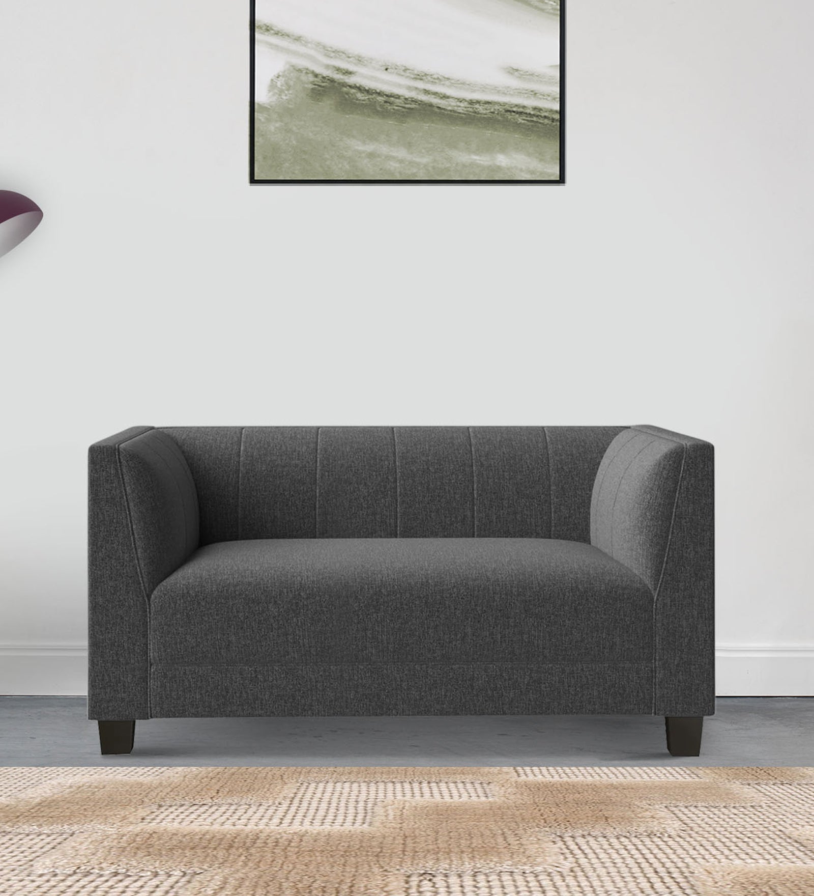 Chastin Fabric 2 Seater Sofa In Charcoal Grey Colour - Febonic Living