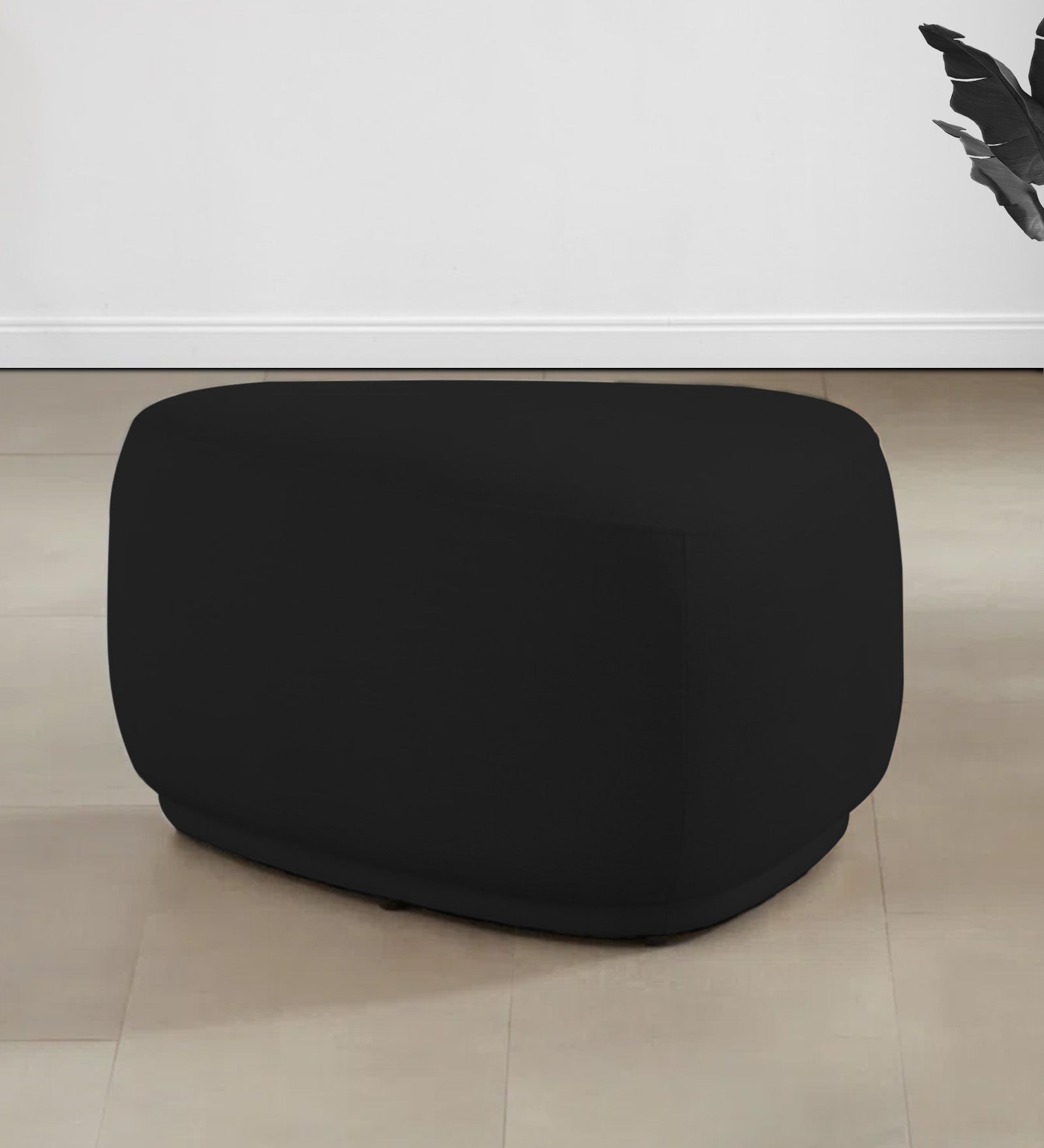 Nona Fabric Pouffe In Zed Black Colour - Febonic Living