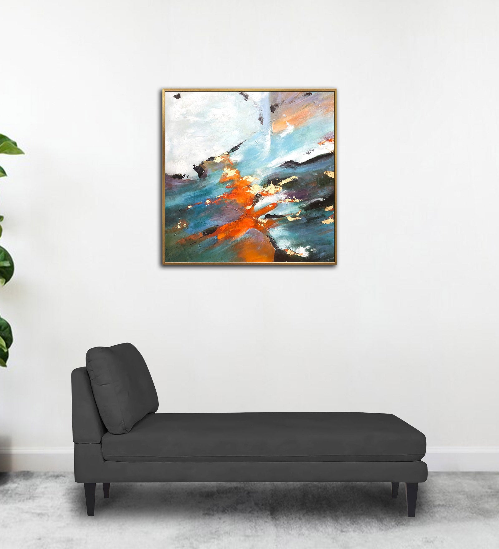 Nadia Fabric Armless Chaise Lounger In Charcoal Grey Colour - Febonic Living