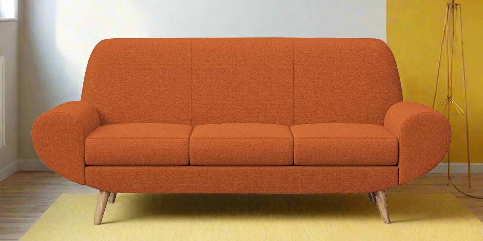 Jessy Fabric 3 Seater Sofa In Vivid Orange Colour - Febonic Living