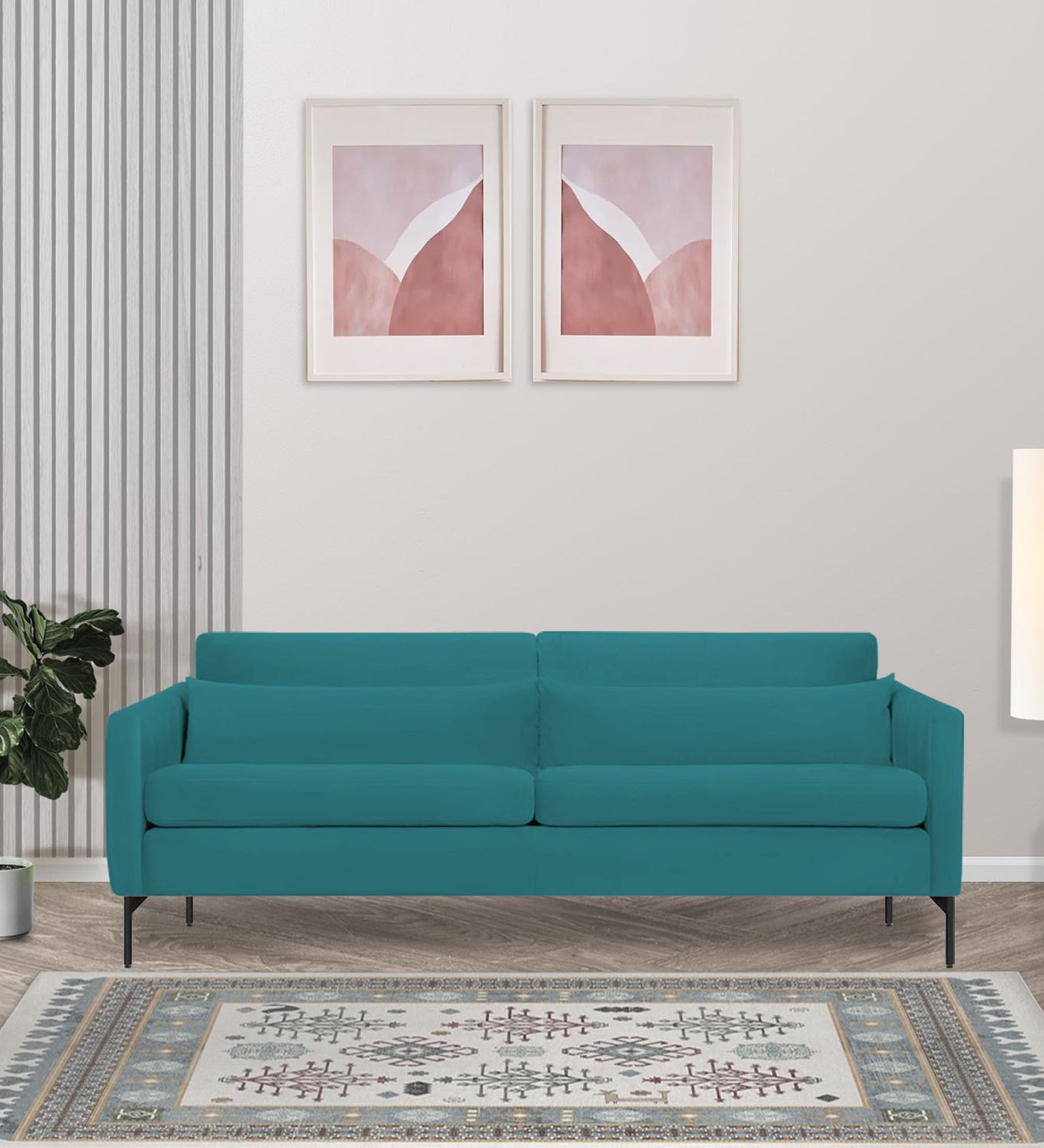 Haru Velvet 3 Seater Sofa in Arabian green Colour