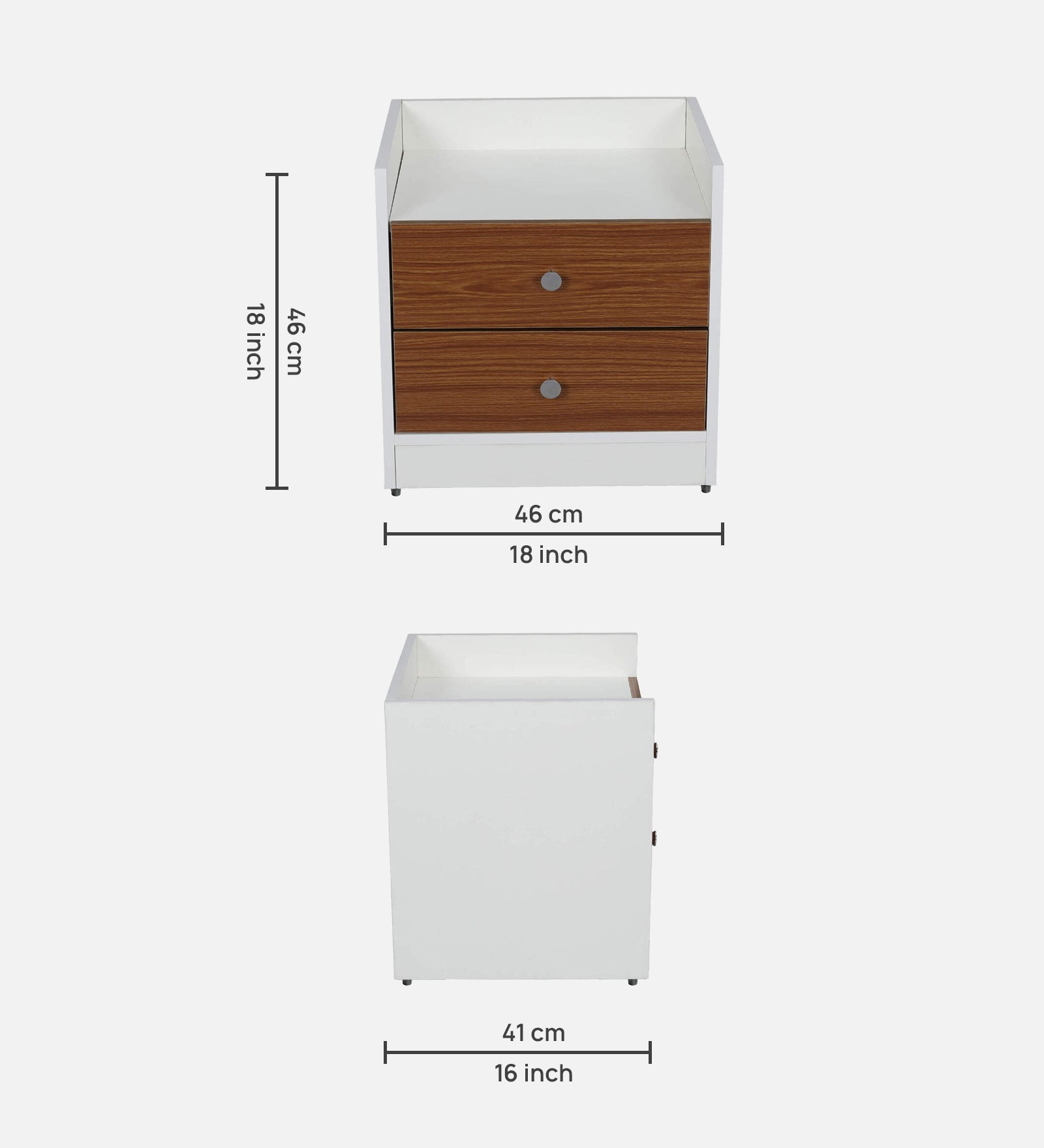 Vexa Bedside Table With Drawer in Oral Walnut & Frosty White Finish - Febonic Living