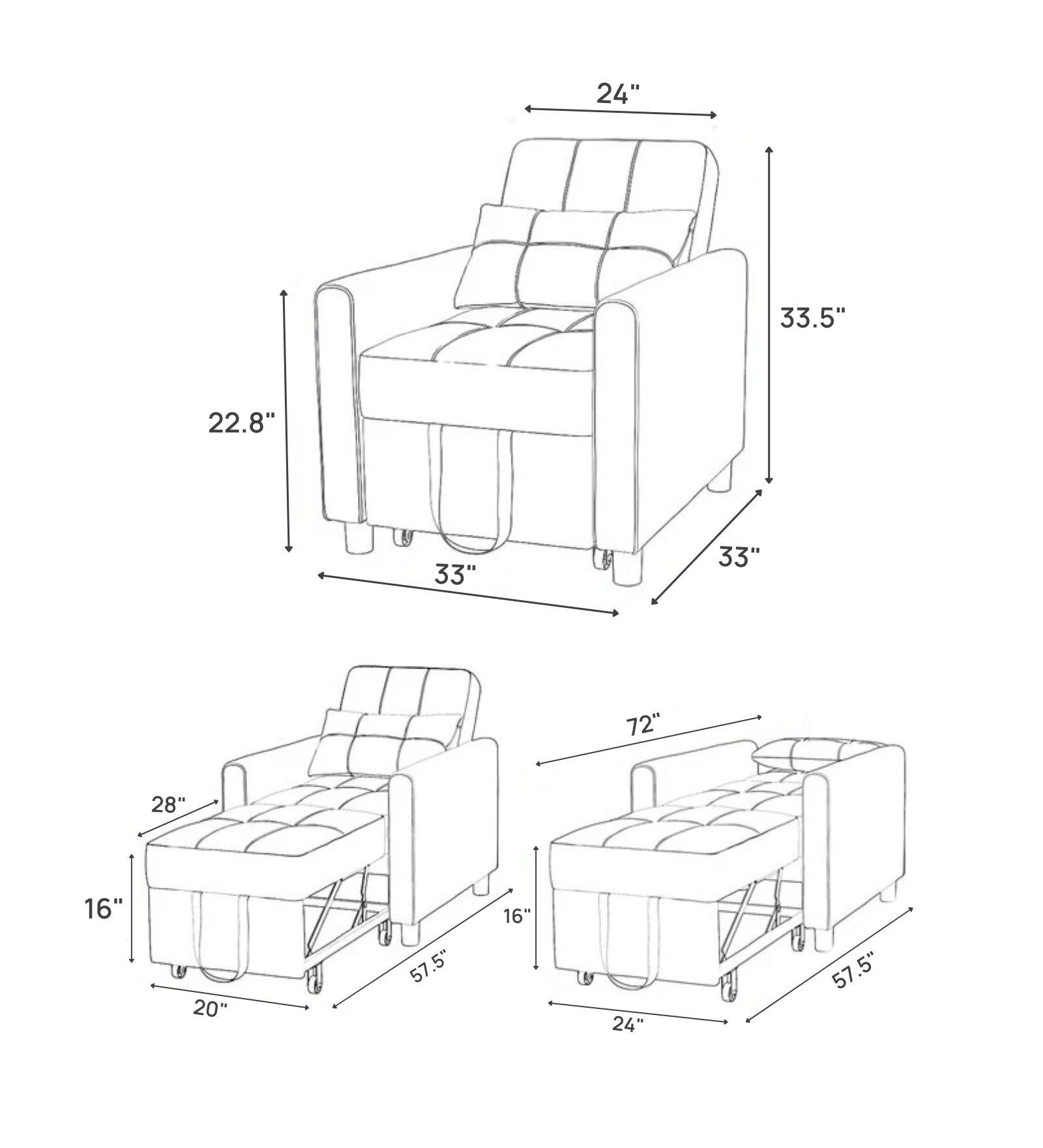 Puppy Fabric 1 Seater Pull Out Accent Chair In Light Blue Colour - Febonic Living
