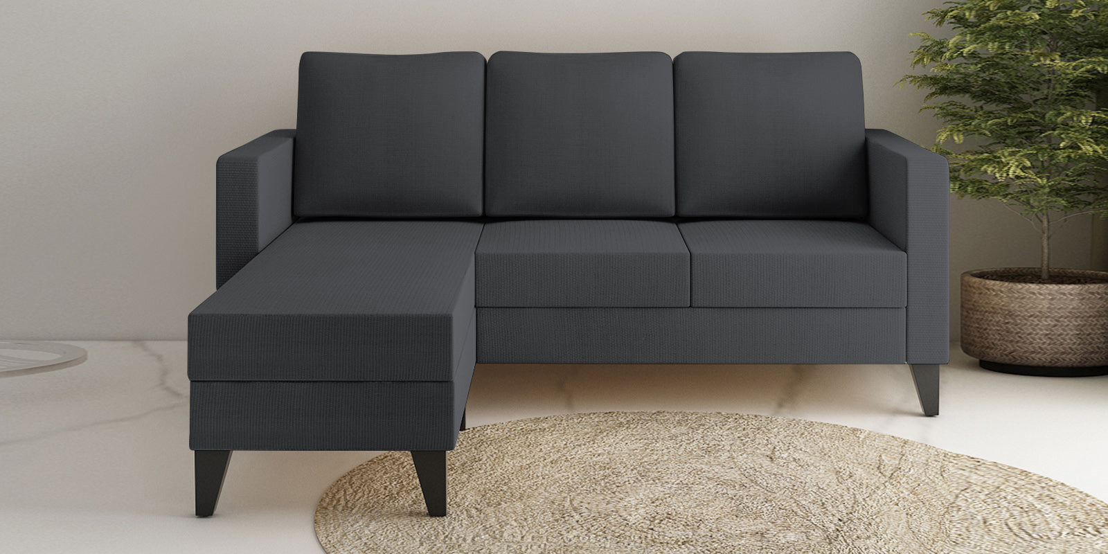 Nori Fabric RHS Sectional Sofa (2+Lounger) In Maba Grey Colour - Febonic Living