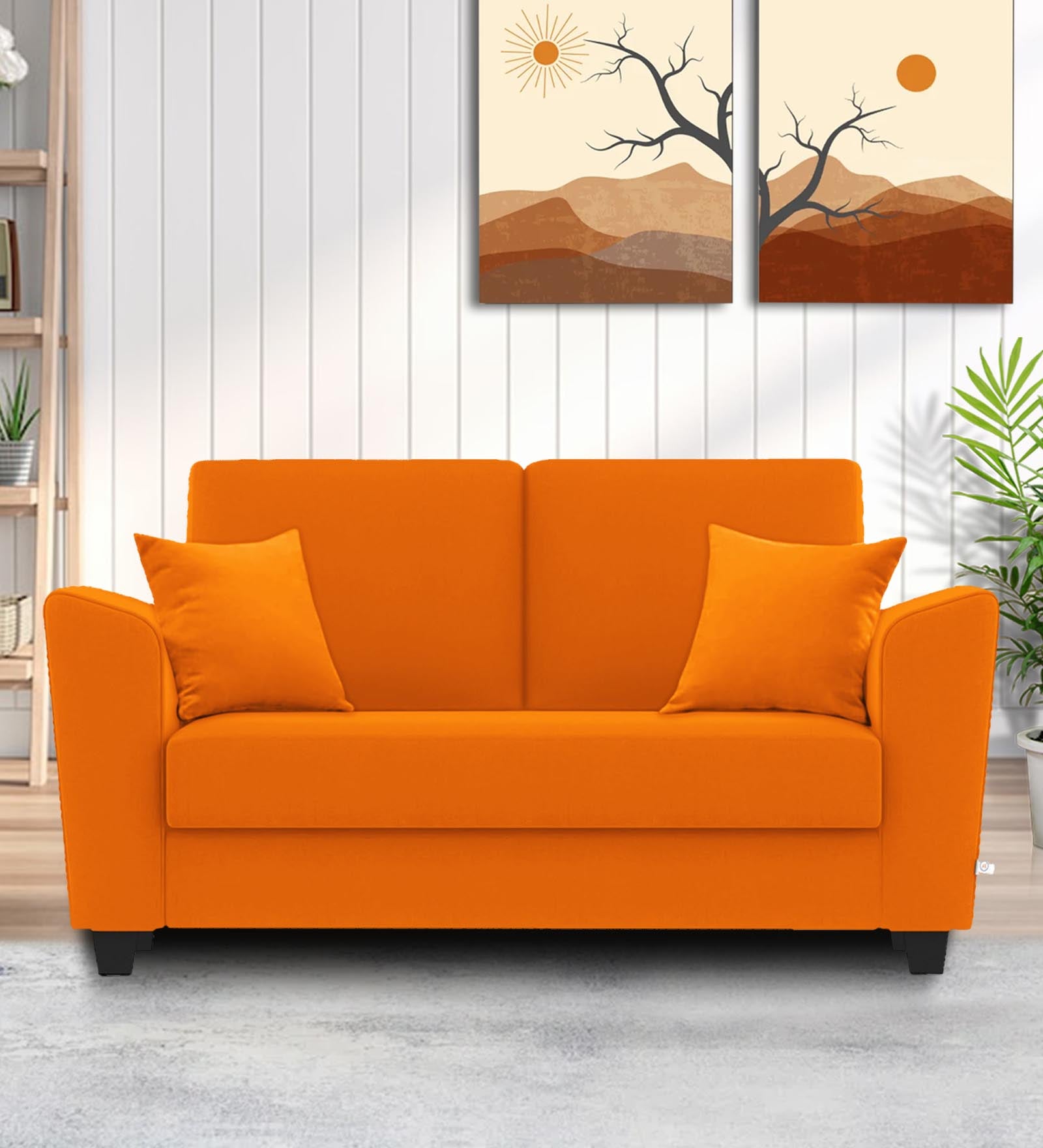 Daku Fabric 2 Seater Sofa In Vivid Orange Colour - Febonic Living