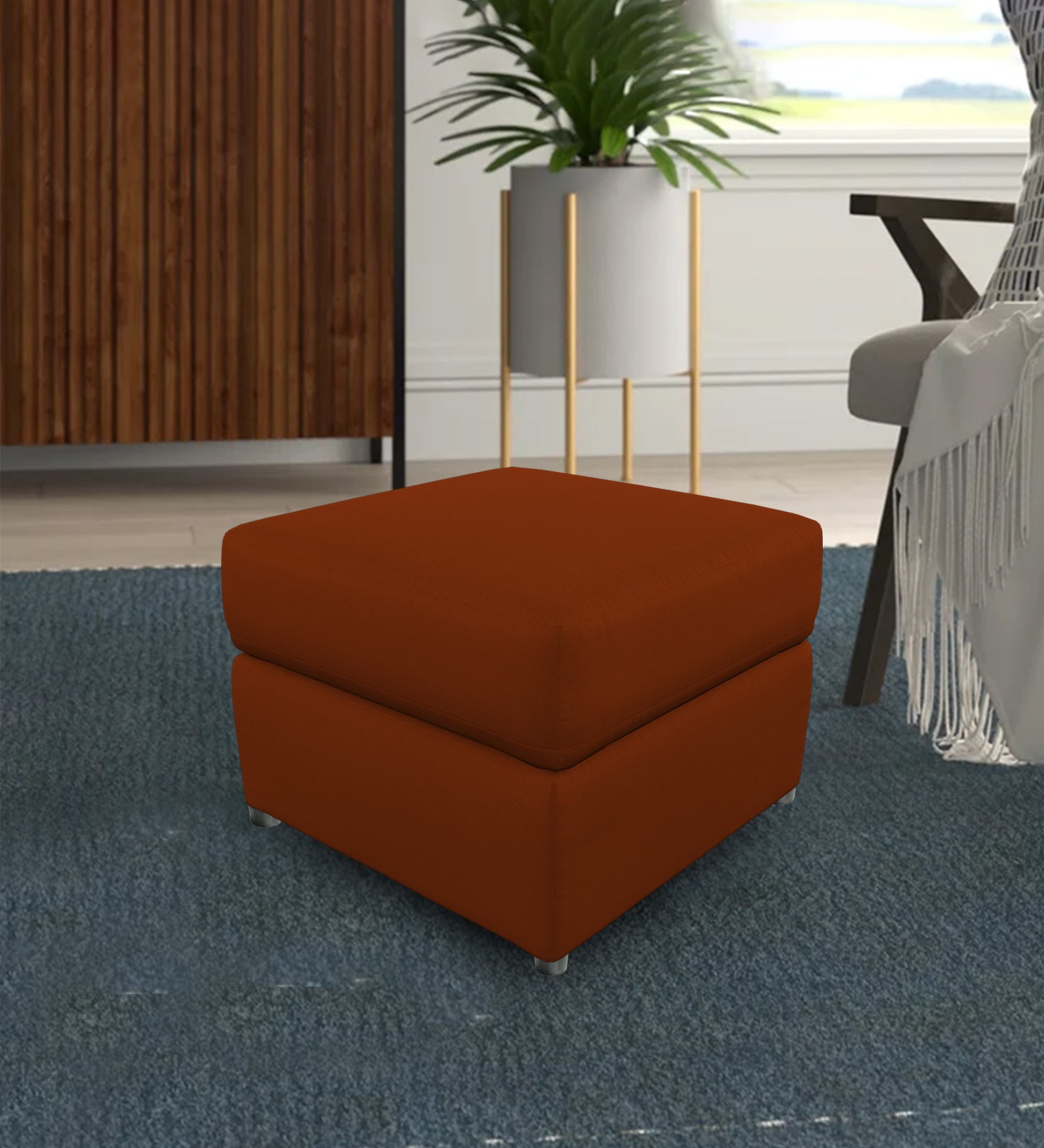 Rust Orange newest Ottoman