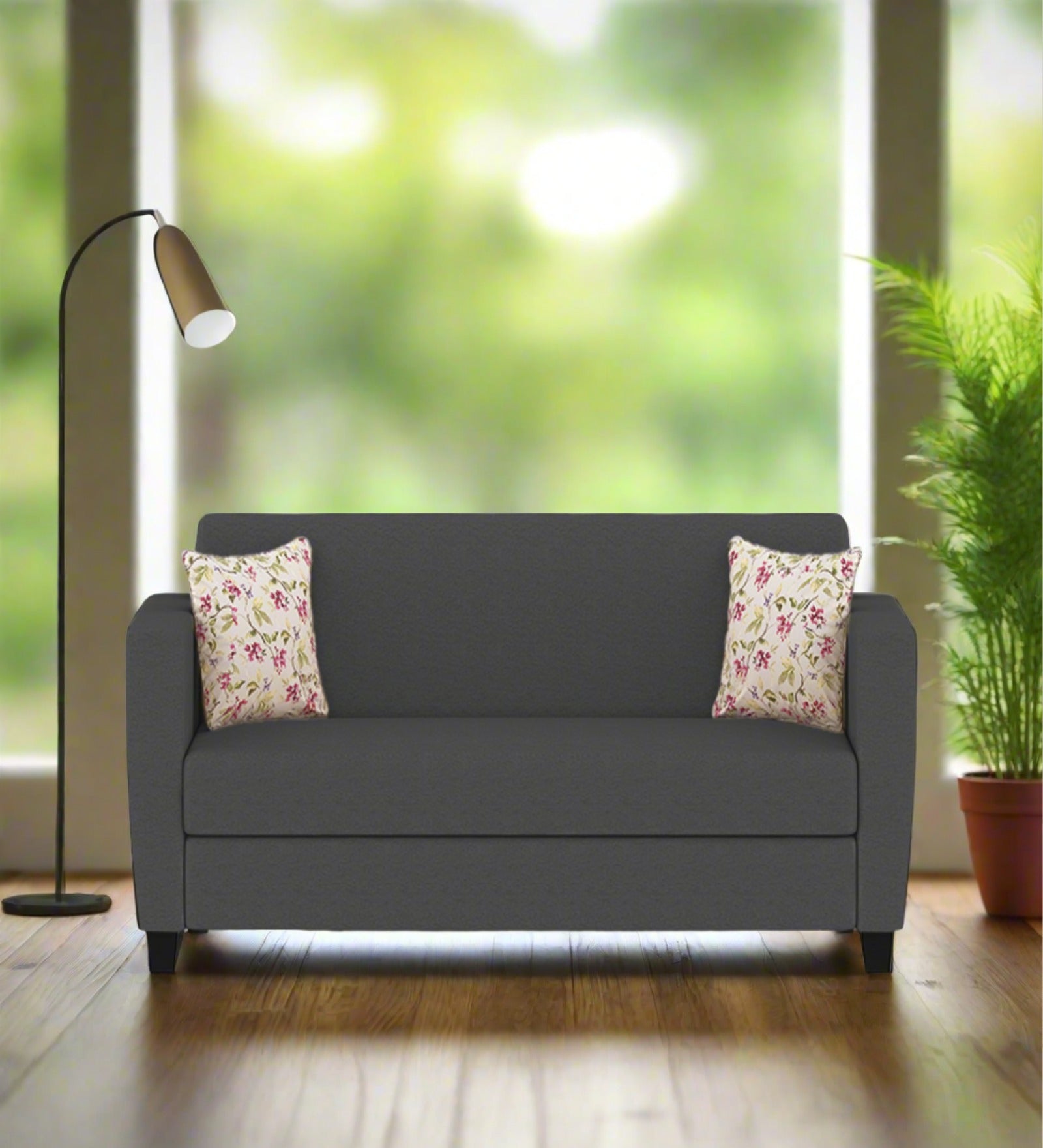 Gozi Fabric 2 Seater Sofa In Maba Grey Colour - Febonic Living