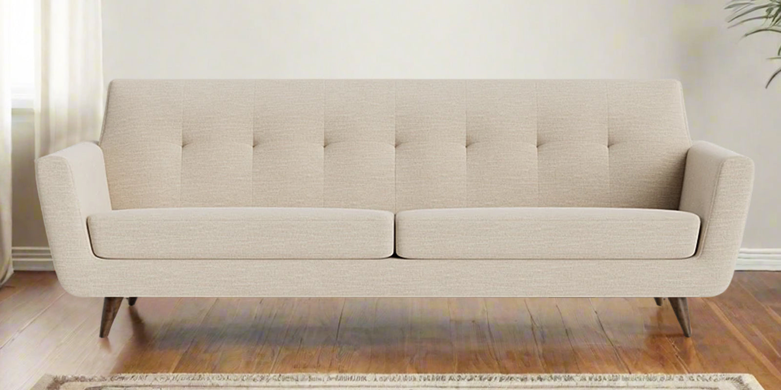 Jasmin Fabric 3 Seater Sofa In Ivory Cream Colour - Febonic Living