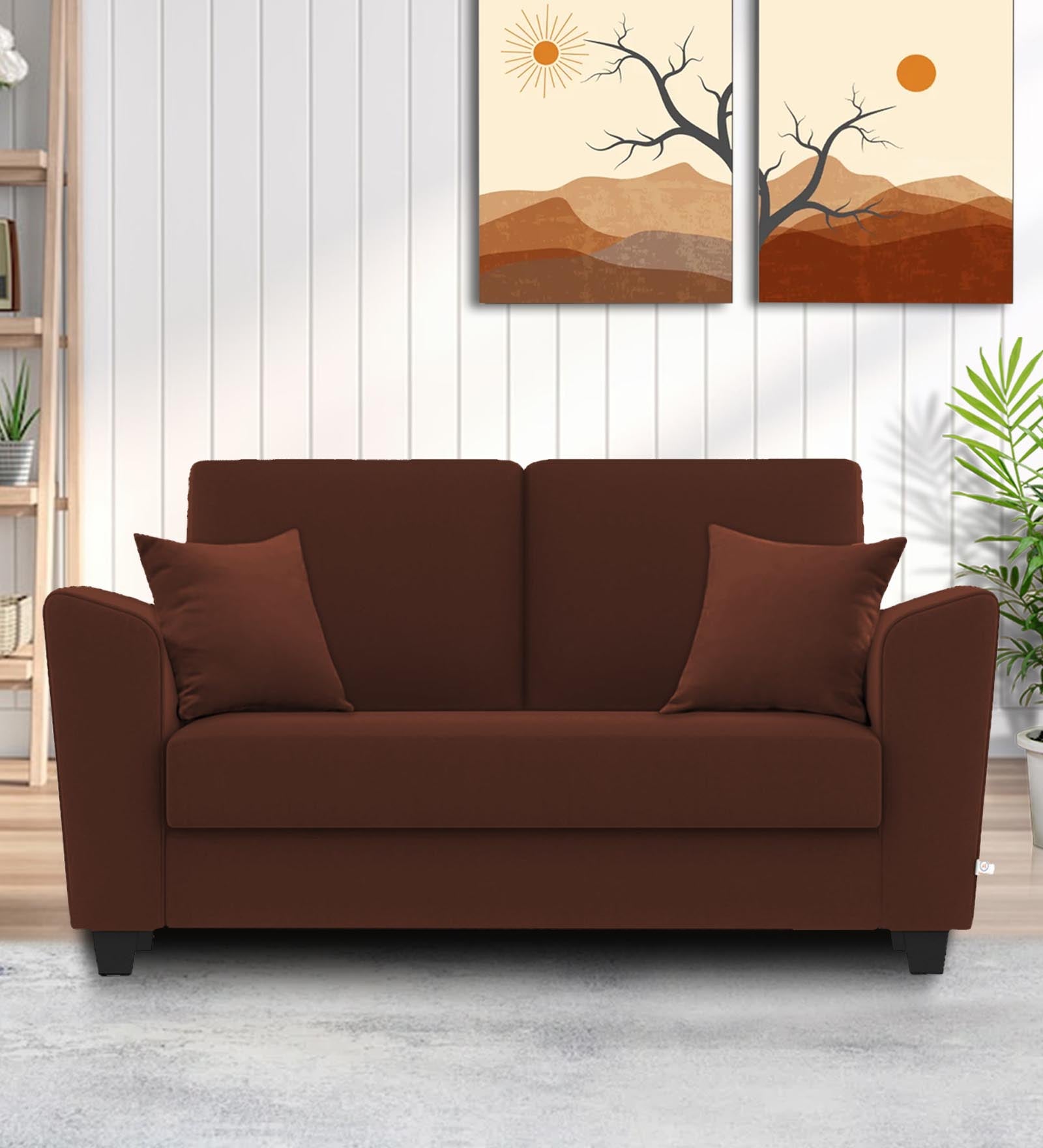 Daku Fabric 2 Seater Sofa In Coffee Brown Colour - Febonic Living