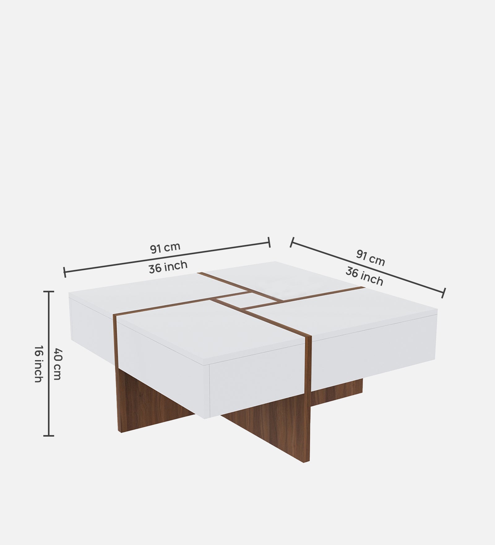 Sonic Coffee Table In Oral Walnut & Frosty White Finish - Febonic Living
