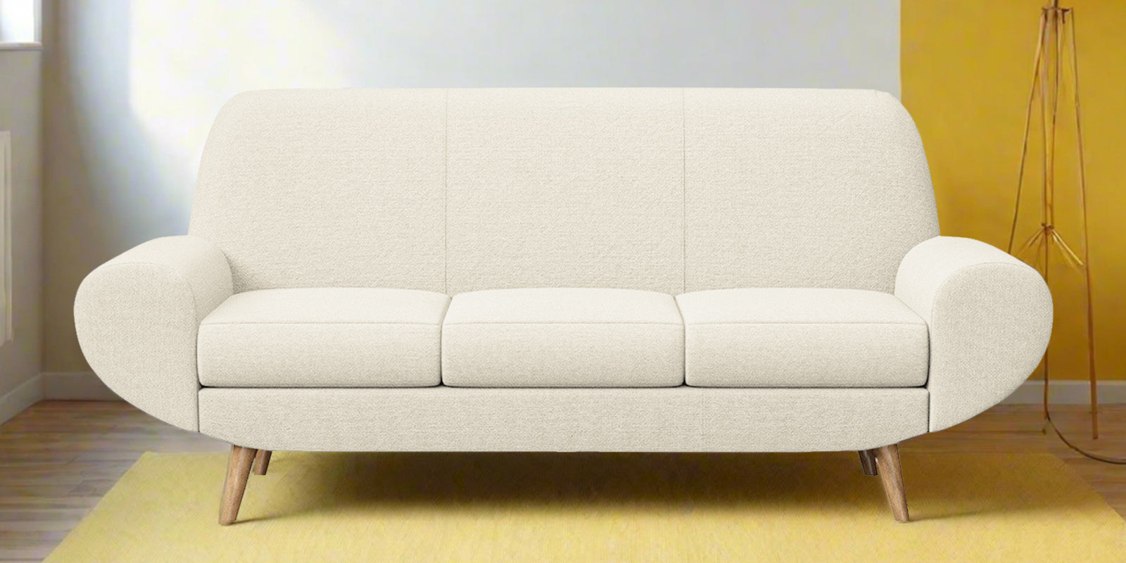 Jessy Fabric 3 Seater Sofa In Ivory Cream Colour - Febonic Living
