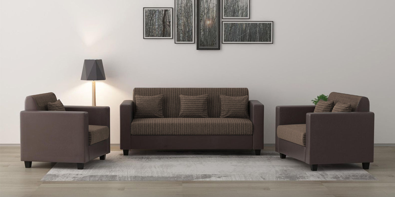 Baley Fabric 3+2+1 Sofa Seater Sofa in Lama Brown Colour - Febonic Living