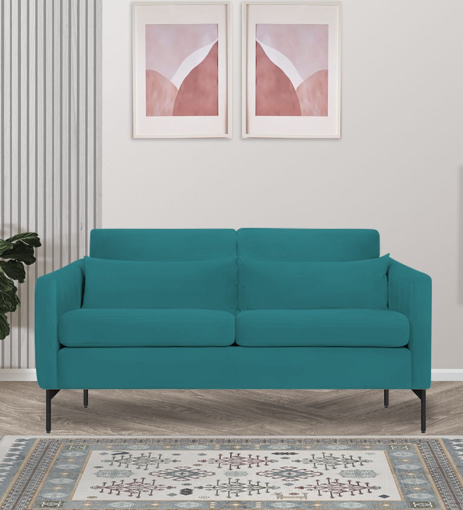Haru Velvet 2 Seater Sofa In Arabian green Colour - Febonic Living