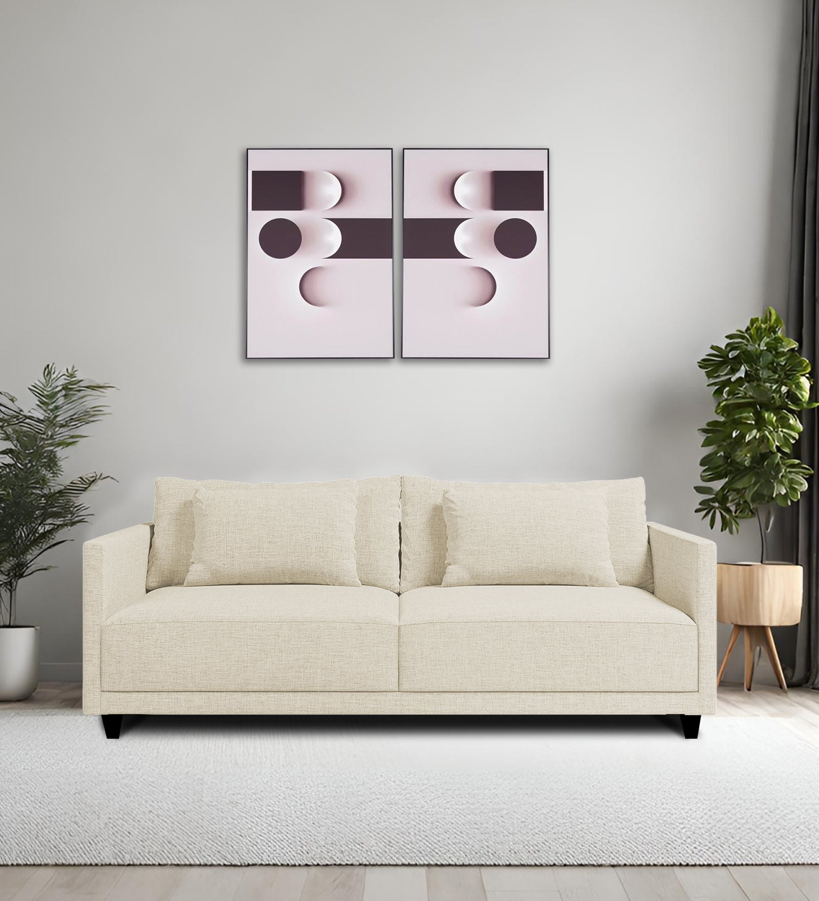Kera Fabric 2 Seater Sofa in Ivory Cream Colour