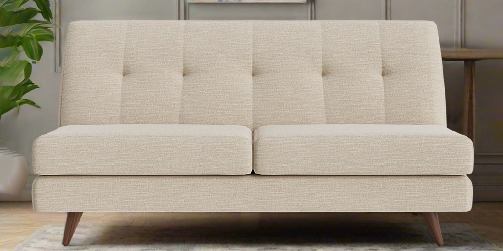 Jasmin Fabric 2 Seater Armless Sofa In Ivory Cream Colour - Febonic Living