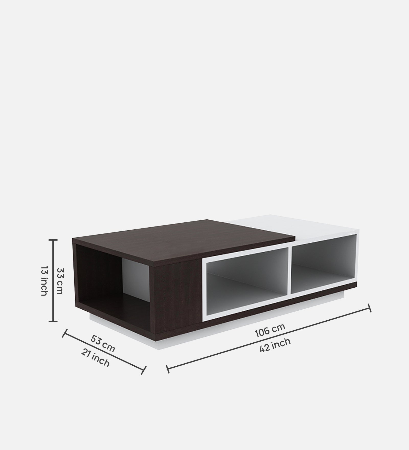 Bumi Coffee Table In Dark Walnut & Frosty White Finish - Febonic Living