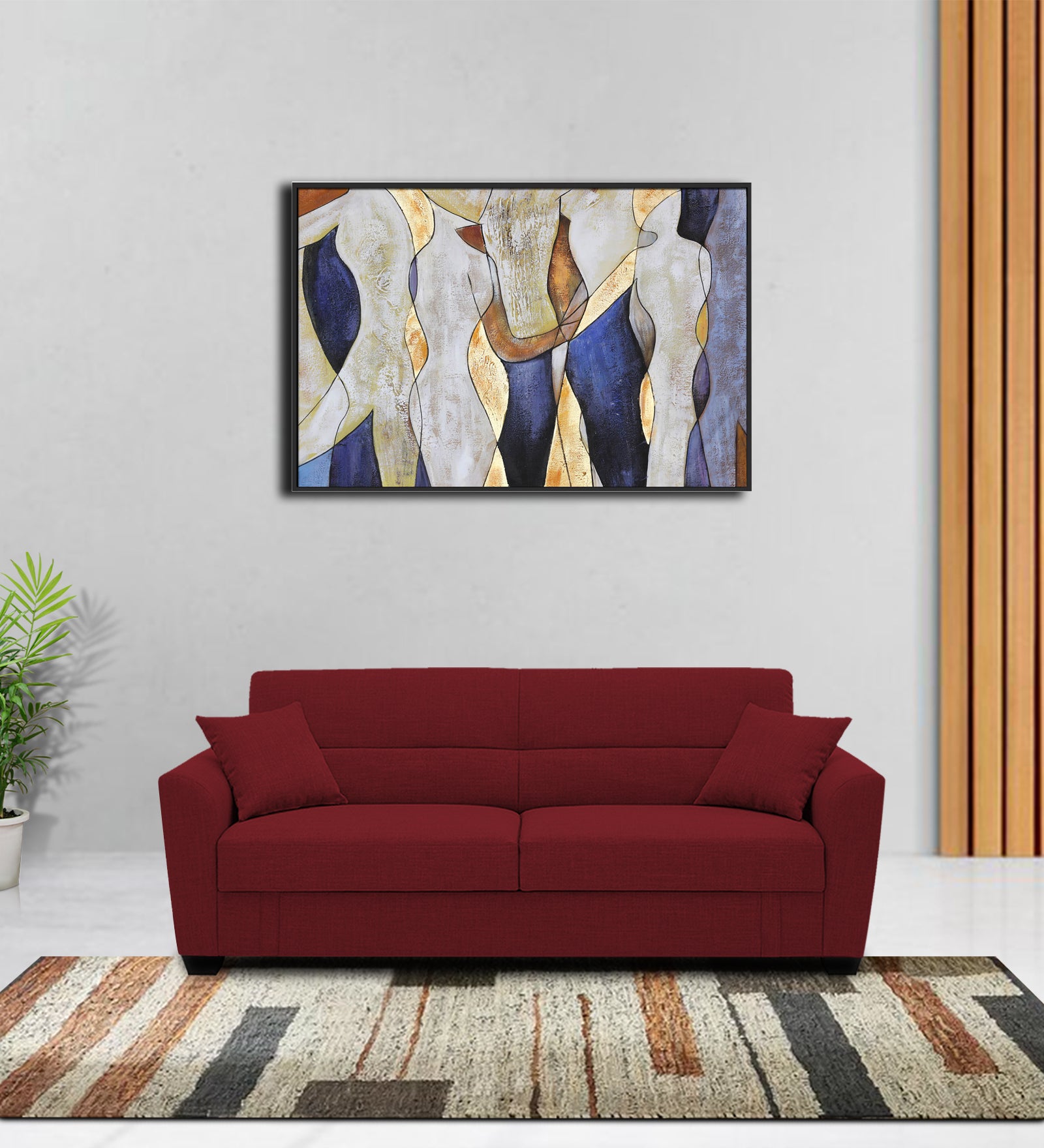 Bony Fabric 3 Seater Convertible Sofa Cum Bed In Corel Red Colour - Febonic Living