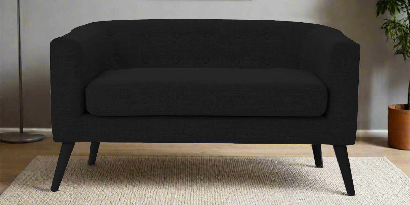 Casper Fabric 2 Seater Sofa In Zed Black Colour - Febonic Living