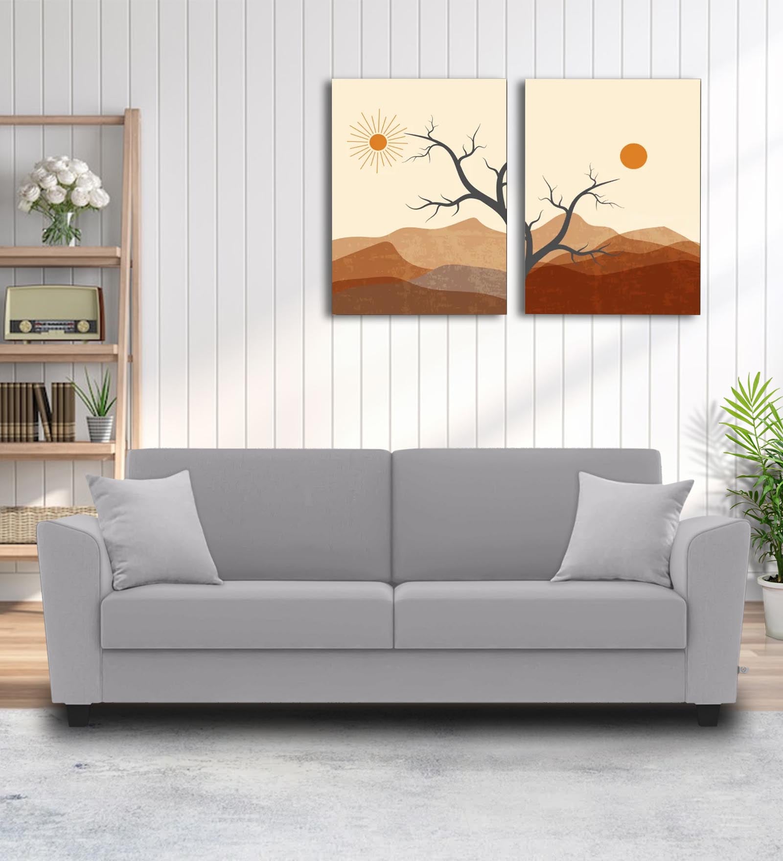 Daku Fabric 3 Seater Sofa In Lit Grey Colour - Febonic Living